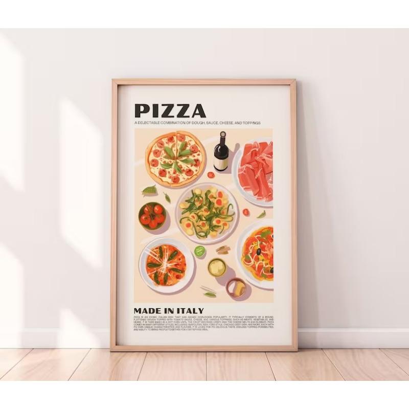Retro Italian Japanese Thai Food Pizza Sushi Paella Poster Canvas Painting Wall Pictures Home Kitchen Decor Housewarming Gift