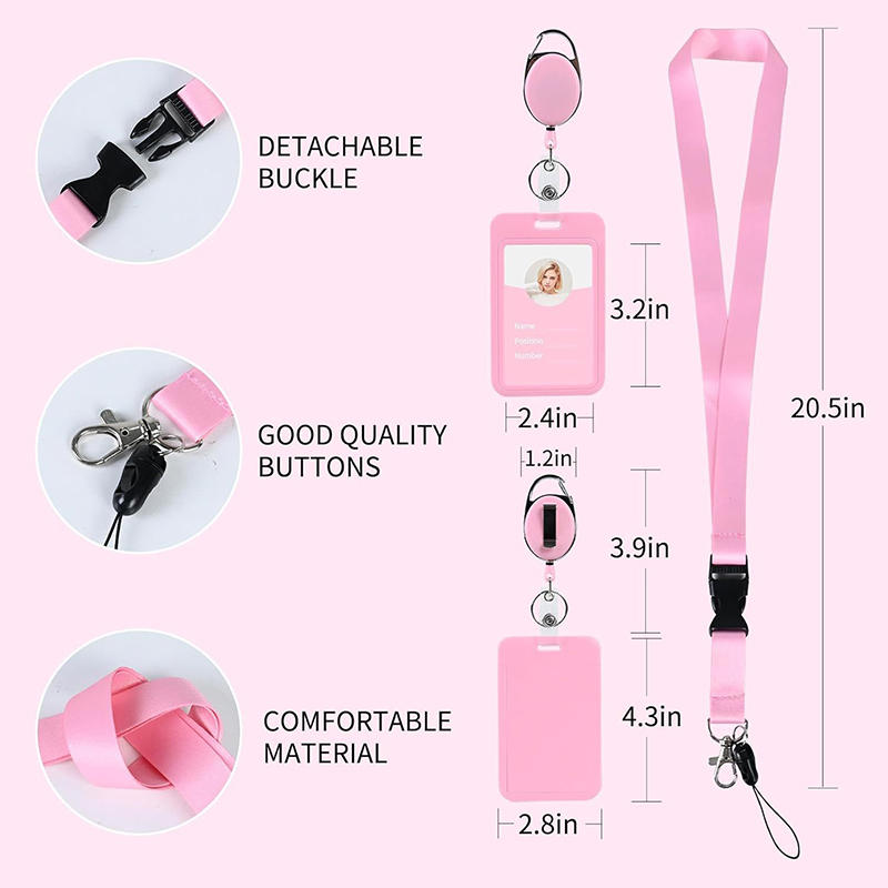 ID Badge Holder with Heavy Duty Carabiner Reel Clip Set,Black Retractable Badge Holders,Vertical ID Badge Holders for Students