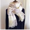 Plaid scarf women's atmosphere warm new dry rose powder autumn and winter white soft fringed shawl scarf