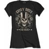 Guns N Roses Womens_Ladies Top Hat, Skull & Pistols Las Vegas T-Shirt