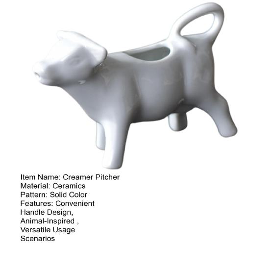 Ceramiczny dzbanek do mleka w kształcie krowy do kawy i herbaty, gorącej czekolady, uroczy wzór zwierzęcy, łatwy do czyszczenia, akcesorium do stołu kuchennego