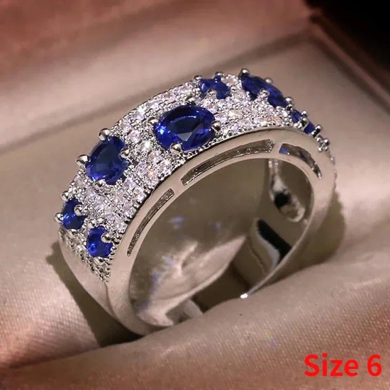 

Dazzling Blue/White CZ New Ring for Women Silver Color Plated Wedding Engagement Trendy Female Accessories Modern Jewelry
