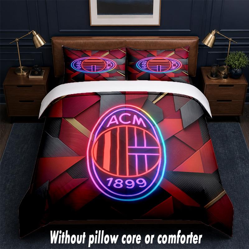 AC Milan Design Bed Bedding Set 1 Duvet Cover + 2 Pillowcases Soft Breathable Household Bed Linens