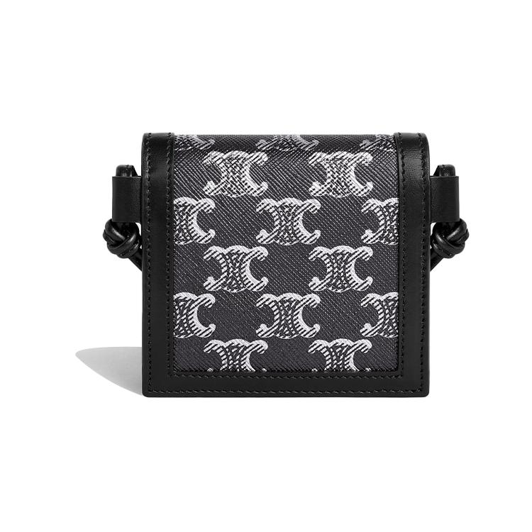 New CELINE Cow Leather Shoulder Bag, Crossbody Bag, Wallet Men's Silver/Black 10L252EV4-36SB