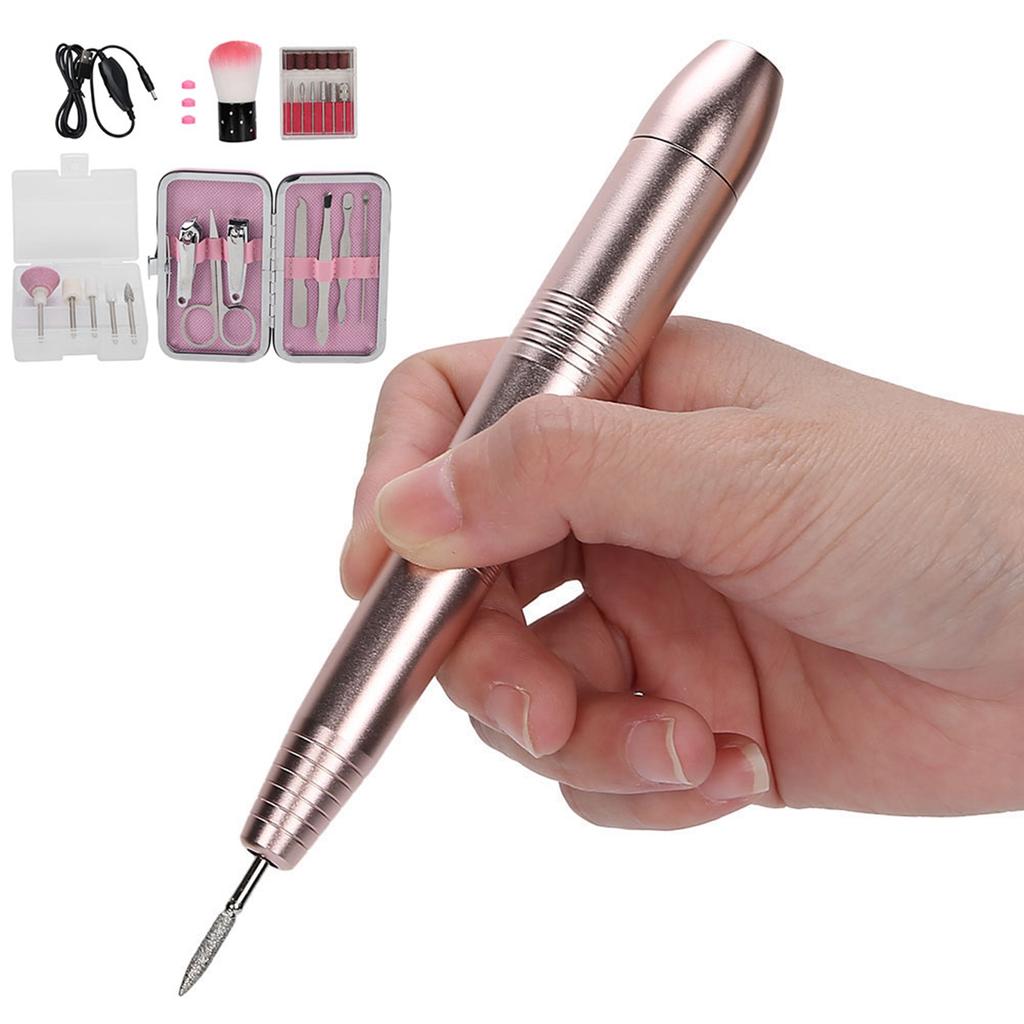 19000RPM MultiFunctional Portable Electric Nail Drill Pen Nail Clipper Set Manicure Tool