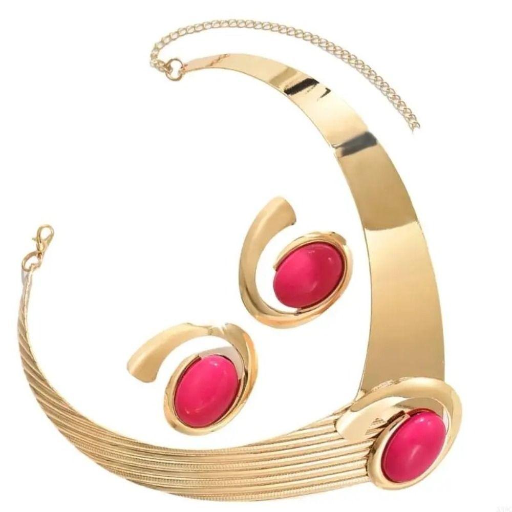 Ensemble Collier Boucles d'Oreilles Exagéré Noir/Bleu/Rose Pâle Accessoires de Bijoux Banquet