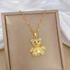 Full Diamond Three-Dimensional Bear Light Luxury Temperament Gorgeous Full Diamond Necklace Female Versatile Collarbone Chain Titanium Steel Chain