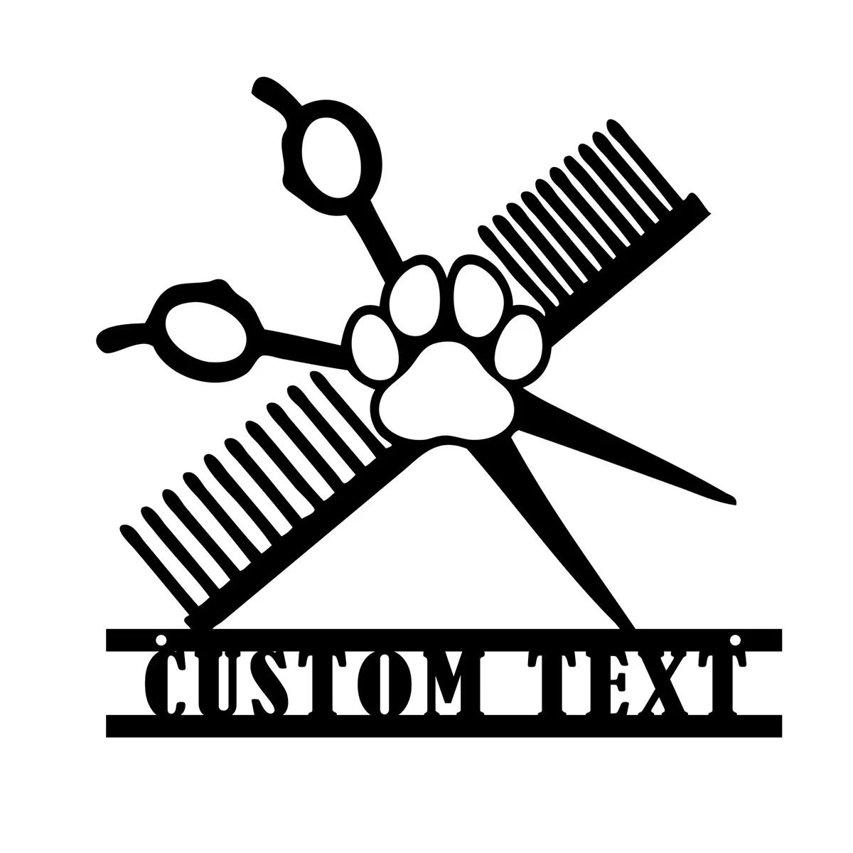 

Personalized Metal Wall Art Dog Groomer Sign with Lights, Custom Scissors Laser Cut Decor for Salon
