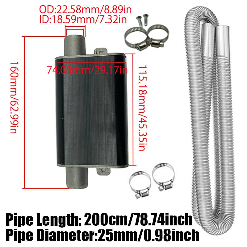 200cm Car Air Diesel Parking Heater Exhaust Pipe Tube Hose 24mm Air Filter Muffler Silencer With Clip For Webasto Eberspacher