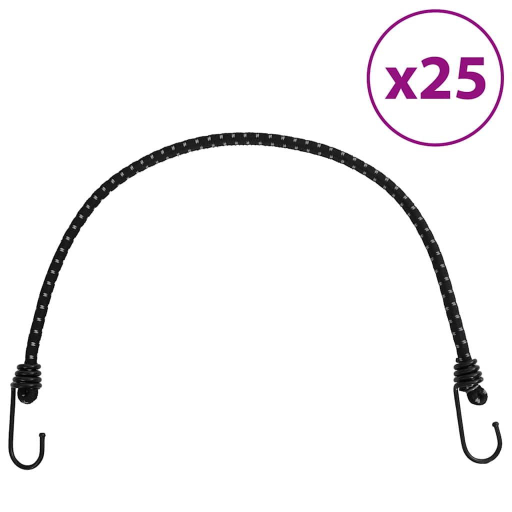 Reflective Rubber Bungee Cords with Hooks 25 pcs 59 cm