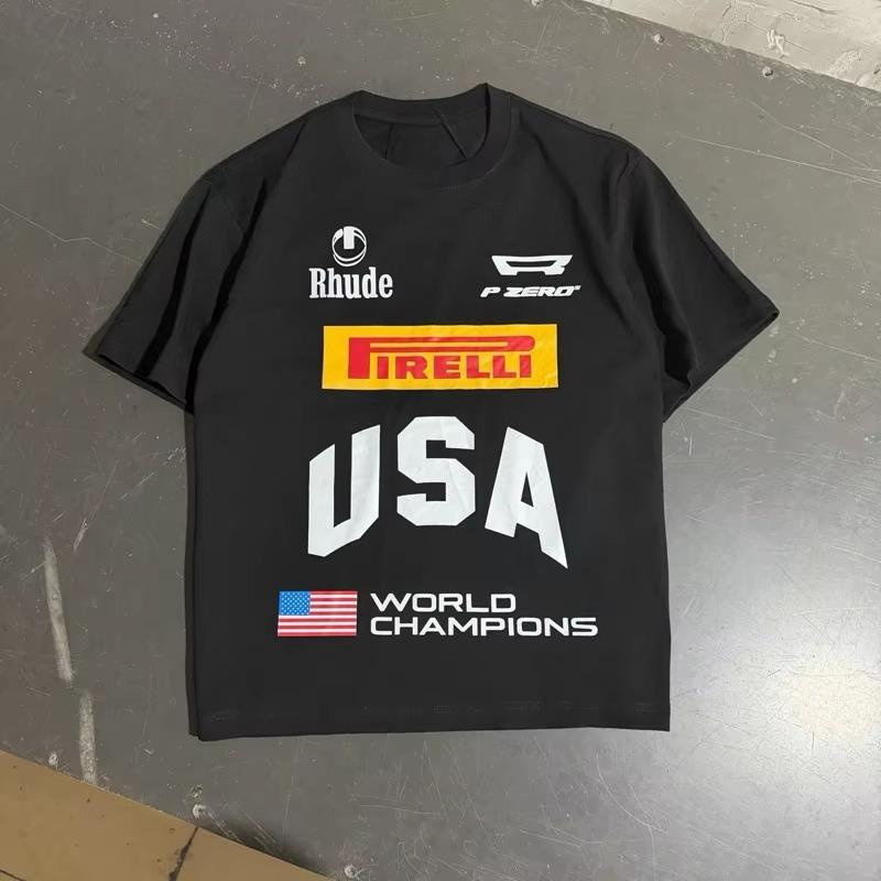 2026 Us Streetwear Rhude Equipunisext Emblem Print Tshirt For Unisex And Unisex Highquality Loosefitting Top Tshirt
