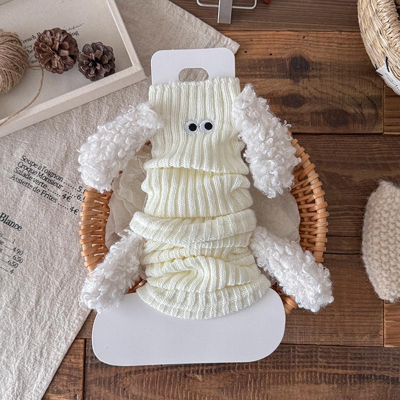 

Girls Autumn Winter Puppy Ears Socks - Cute, Warm, Cartoon Knit Leg Warmers One Size білий