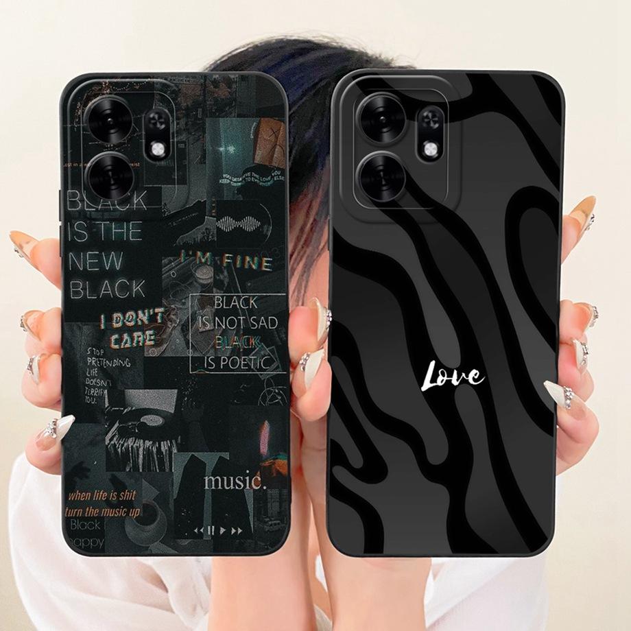 Soft Liquid Silicone Phone Case For Honor X6D Play 60A Black Cat Cartoon Dragon Animals Pattern Bumper For Enjoy 60A Back Cover