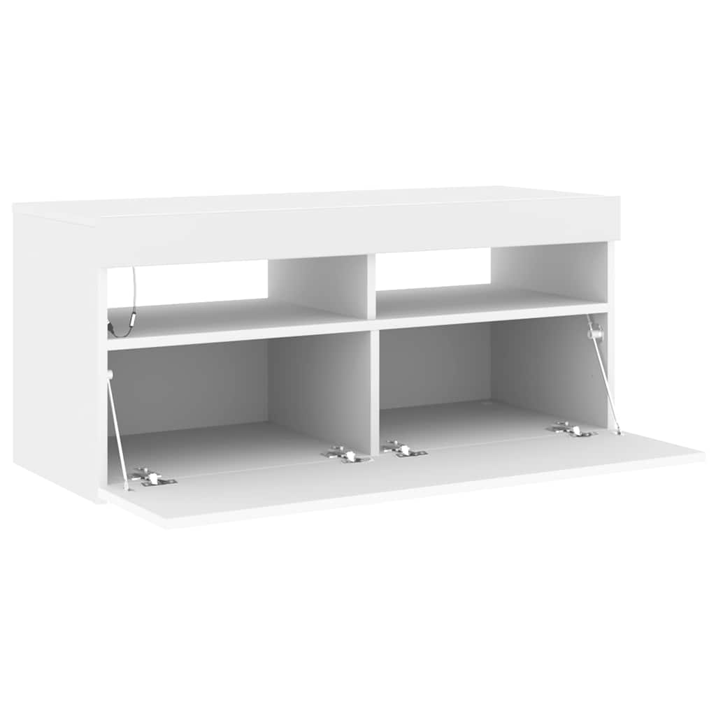 Moderne, Minimalistische TV-Schränke Mit LED-Lichtern, Wohnzimmer- Und Schlafzimmer-TV-Schränke, Stauraum-Sideboards, 90x35x40 Cm