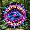 NeonStyle Lets Get Funky DJ Turntable Wall Art  cm Round Aluminum Sign  MultiColor Retro Music Decor for Home Garag