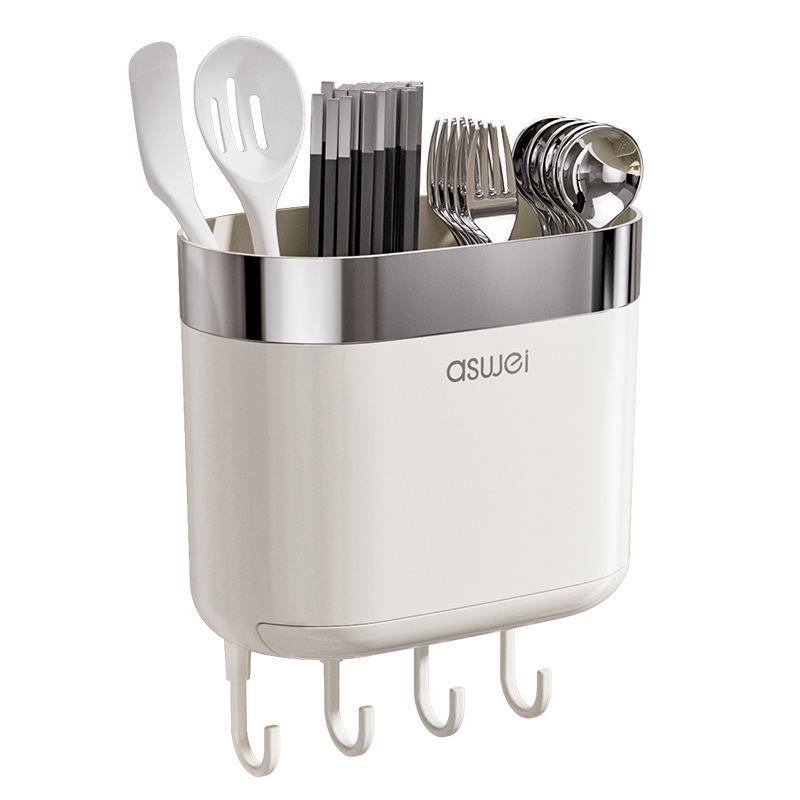 Premium Wall-Mounted Chopstick Holder & Drain Tray for Kitchen Storage