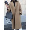 Korean Style Autumn and Winter New Fashion Round Neck Solid Loose Light Luxury Coat Cardigan Mid-Length Long Sleeve Woolen Outerwear Women