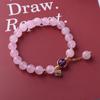 Pink Crystal Bracelet for Women, Natural Crystal Heart Bracelet Holiday Gift