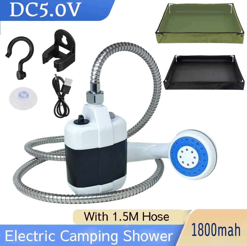 Electric Camping Shower With 1.5M Hose DC5.0V 1800mah Outdoor Shower Head Sprayer 4-5 Liters/Minute for Pet Bath Washing Surf