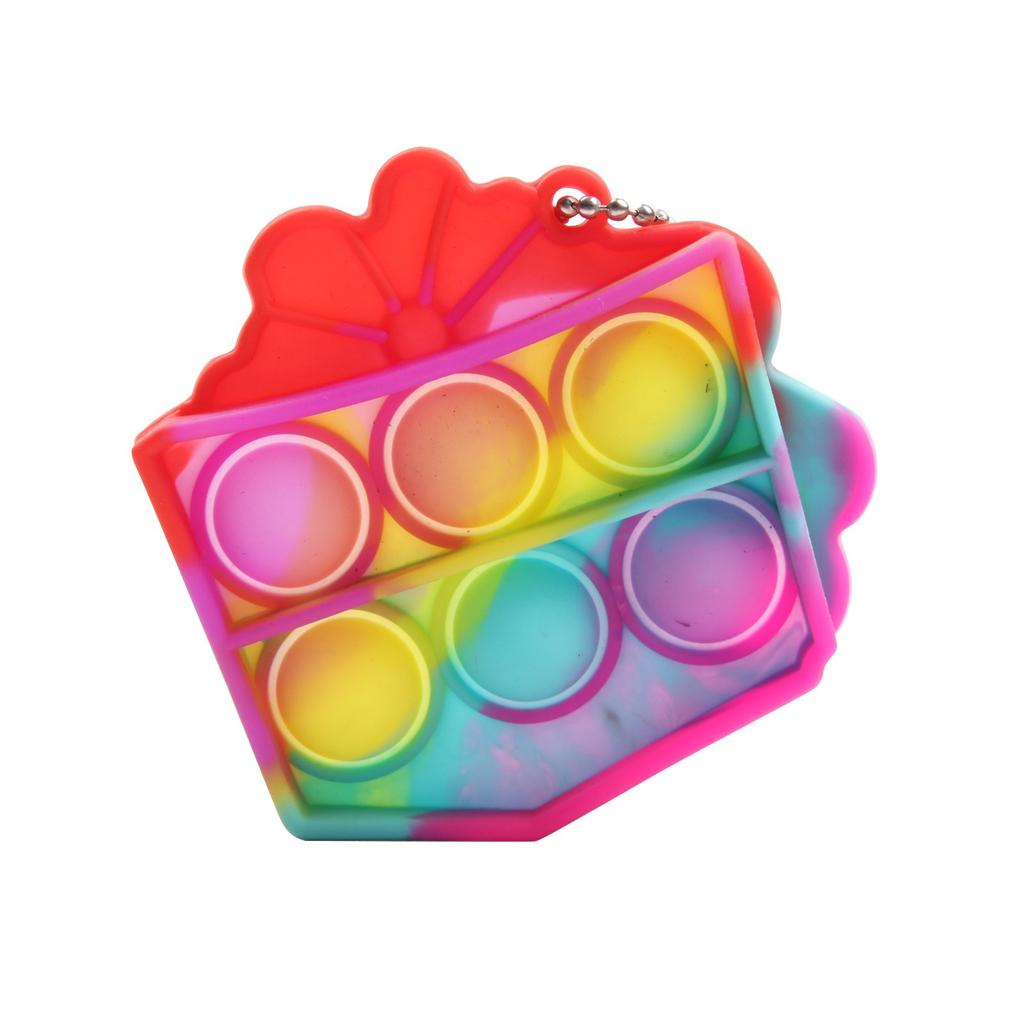 Silicone Push Bubble Fidget Toy Keychain Sensory Stress Relief Popper for Kids and Adults with Portable Design