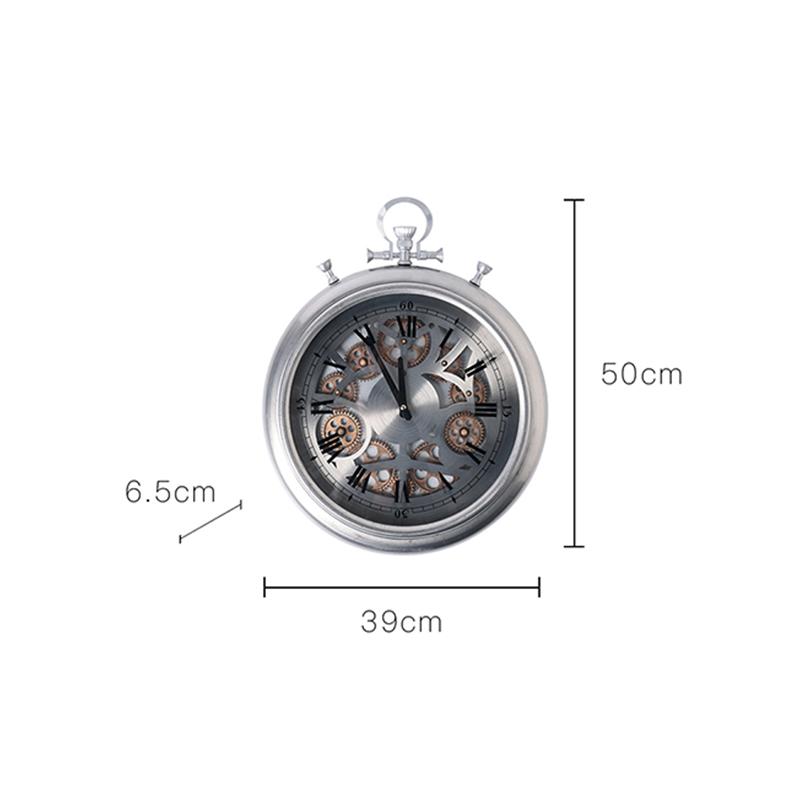 

European Vintage Wall Clock Home Metal Gear Clock Art Decorated Living Room Dining Creative Iron Aesthetic Ornaments Accessories серебряный