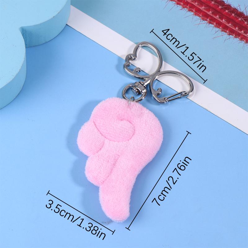 Y2K Sweet Plush Angel Wings Keychain Simple Butterfly Wing Keyring Pendant Bag Charms Backpack Hanging Decoration Couple Gifts