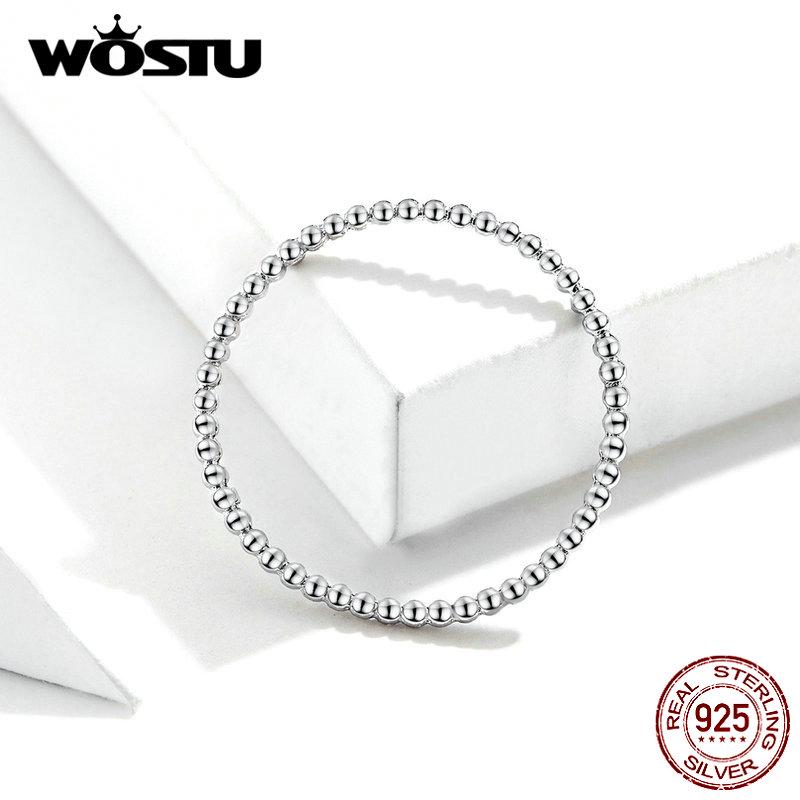 WOSTU 100% Real 925 Sterling Silver Rings New Desgin Simple Stylish Shape Rings Hot Fashion S925 Jewelry CQR574