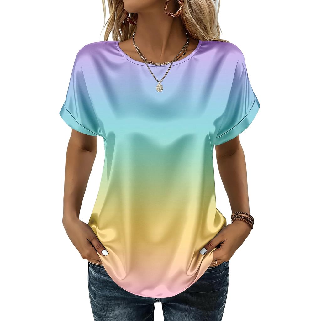 Women's Fashion Casual Gradient Print Top