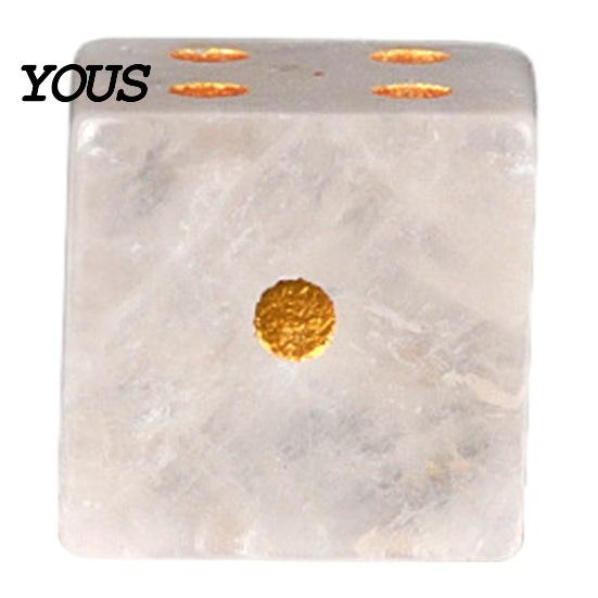 Dés Faits Main en Pierre Naturelle avec Points Dorés, Mini Dés en Cristal de Guérison Faux Sculptés pour Jeu, à 6 Faces pour Plateau de Jeu de Société Poli