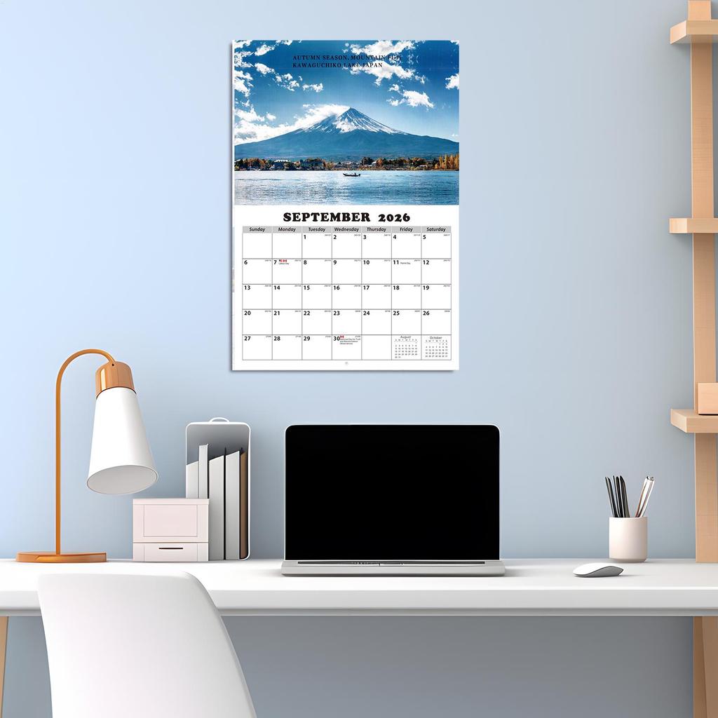 Landscape Wall Calendar 2026 World Scenery Wall Calendar 12 Month Decorative Home Office School Schedule Organizer for Apartment