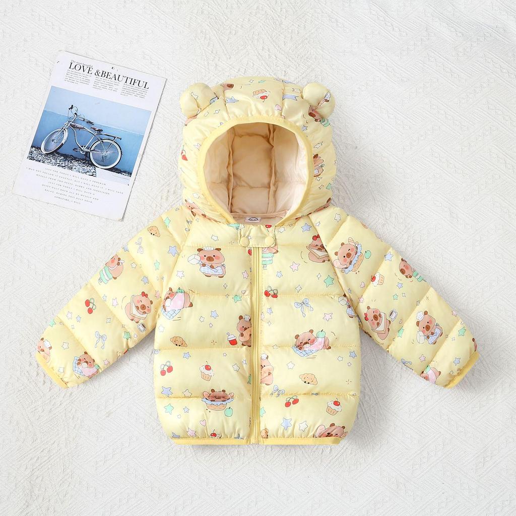 Children's Lightweight Autumn/Winter Cartoon Down Cotton Jacket for Boys and Girls - Small/Medium, Thickened Outerwear.