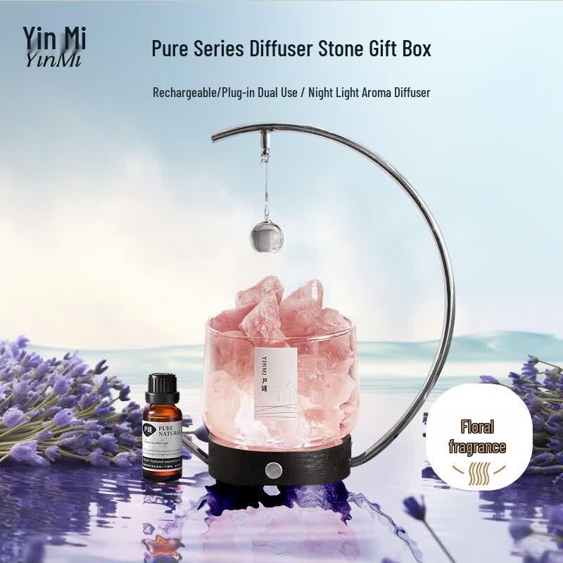 YINMI Lavender Scented Crystal Diffuser & Night Light Gift Set