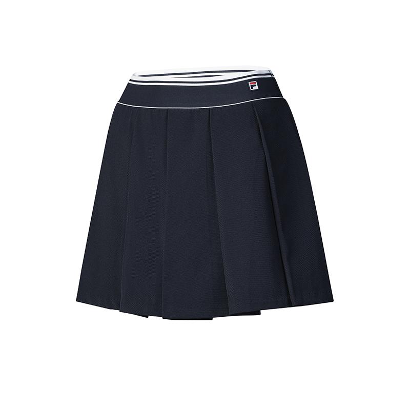 Fila Tennis Series Susan Skirt Classic Brand Letter Logo Everyday Versatile Tennis Sports Casual Skirt Women Skirts Navy-Blue A11W523309F-NV