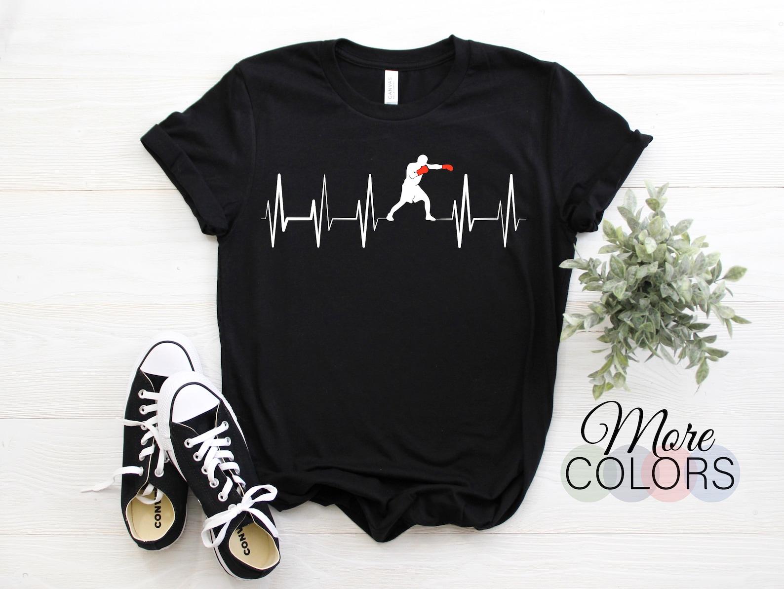 Boxing Gloves Pulse Heartbeat Boxer Coach Gift T-Shirt, Boxing Sports Lover Christmas Birthday Present, Ring Practice Adults Kids Outfit, 100