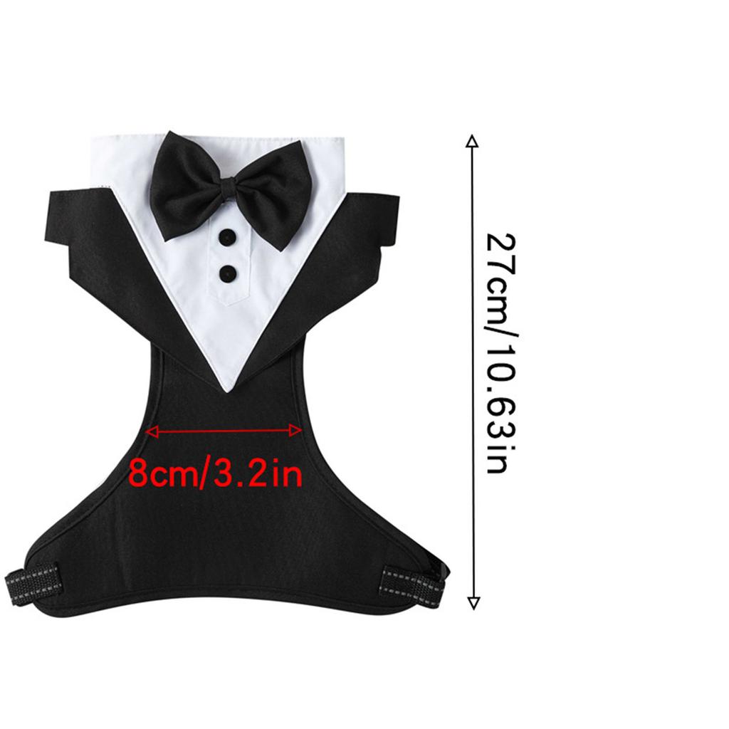 Adjustable Dog Harness With Bow Tie Tuxedo Design Reflective Straps For Small Medium Large Dogs