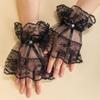 Sexy Lace Bride Wedding Wrist Cuffs Short Mesh Bowknot Fingerless Gloves Elastic Hand Sleeves Prom Accessories For Women