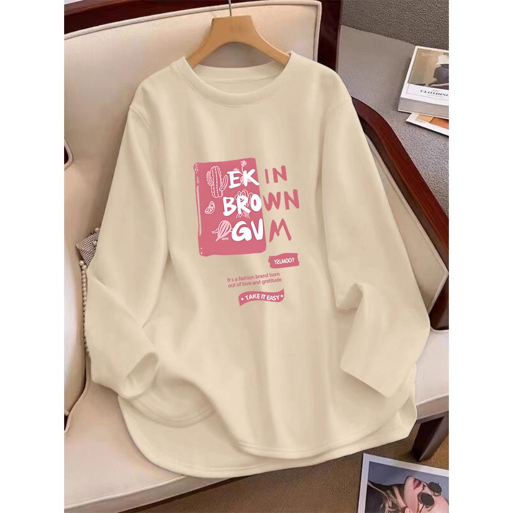 

Женская футболка оверсайз с длинным рукавом черного цвета с дизайном в виде букв - Европейский стиль, коллекция осень/зима 2025 Extra Extra Large