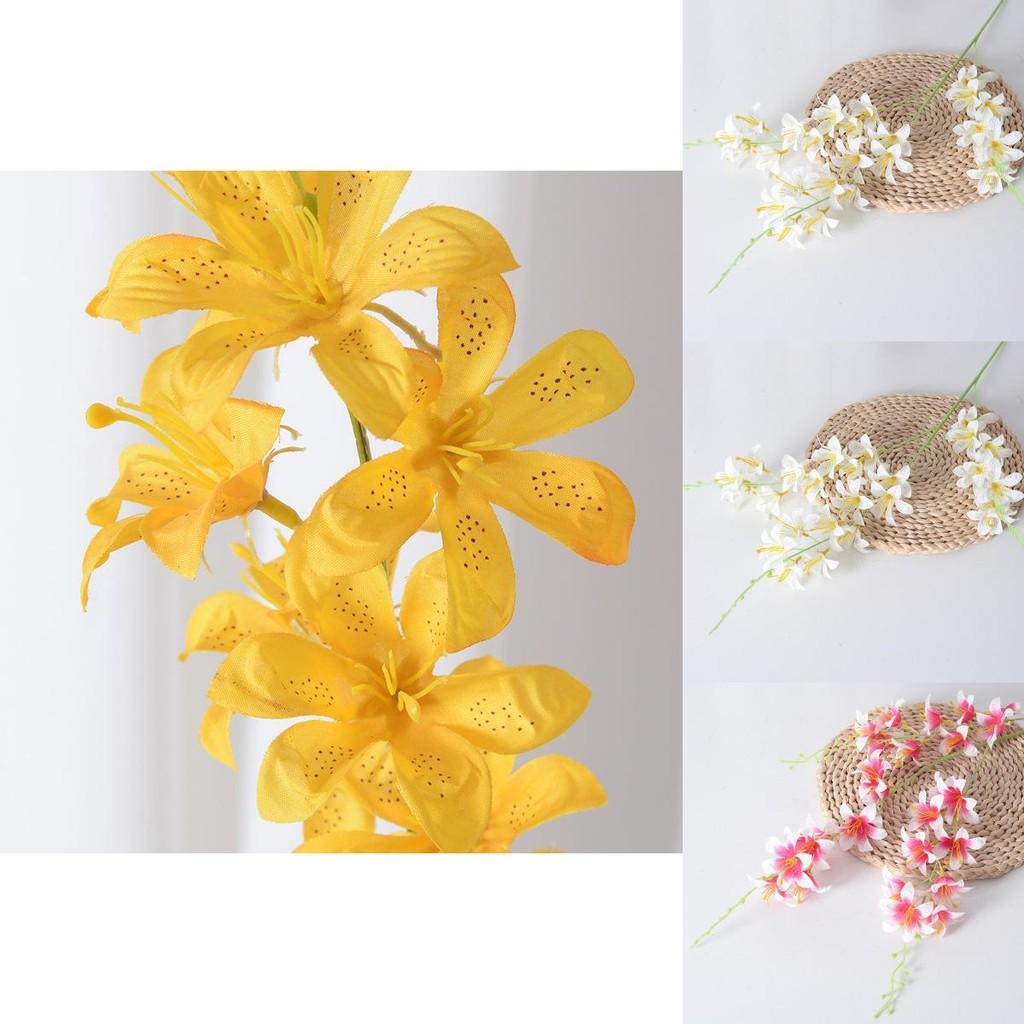 High Branch Lilies Artificial Flowers For Home Wedding Decor With Silk Material And Realistic Design