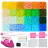 Bügelperlen Set 2,6mm Mini-Perlen 144 Farben All-in-One Set mit Steckplatten, Mini-Bügeleisen, Pinzette Pixel Art DIY Bastelset für Erwachsene