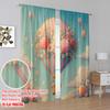 2pcs 2D flat printing Curtains Vintage floral  air balloon Digital Printed Polyester Drapes Holiday Decorations for Po