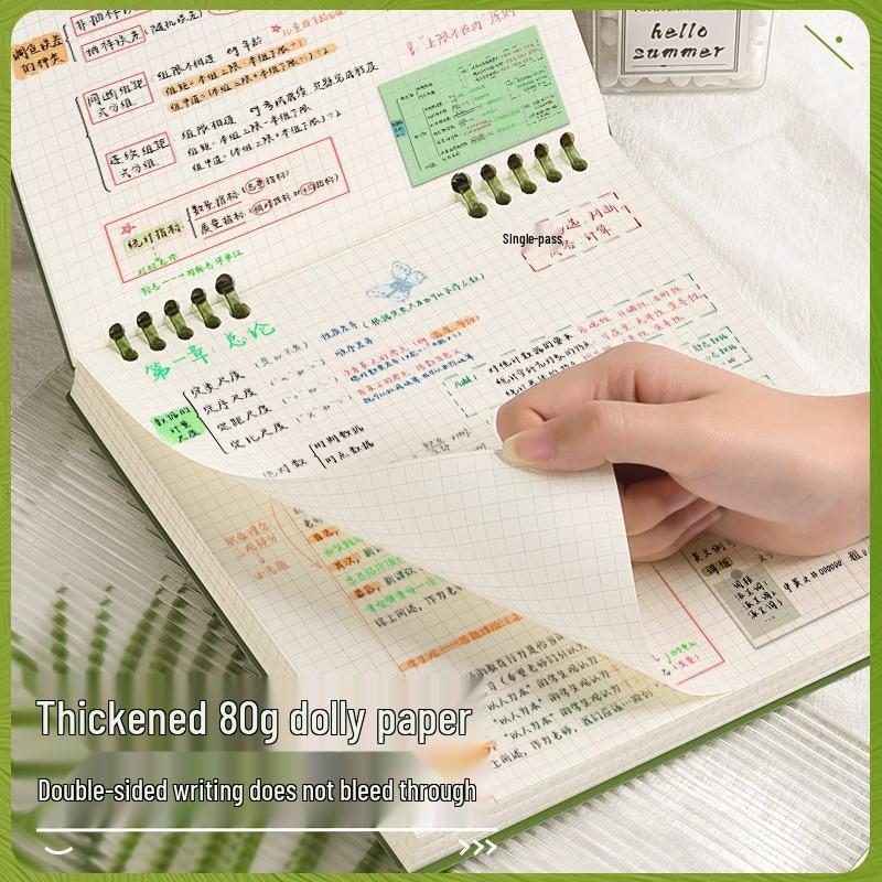 2024 High-Value Retro Top-Bound Grid Loose-Leaf Notebook