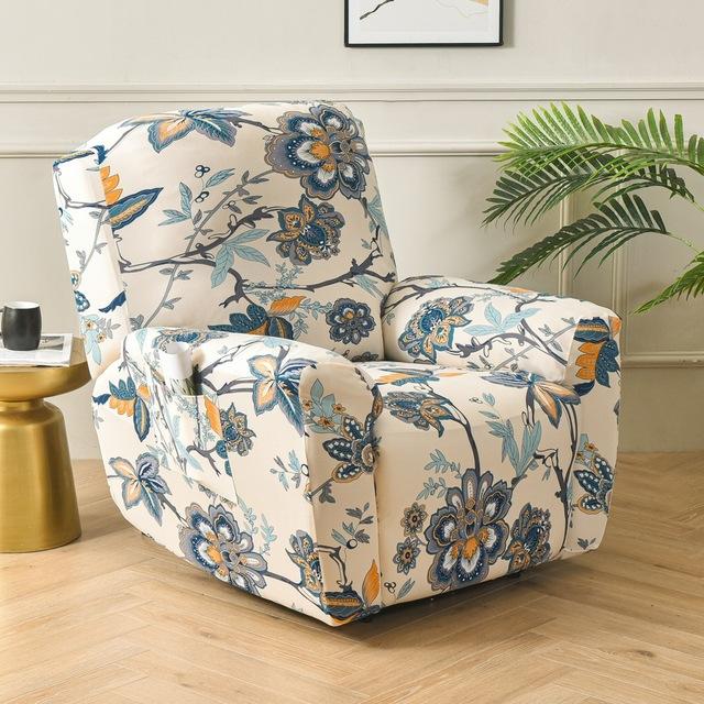 Printed Elastic Recliner Sofa Cover Soft Stretch Single Sofa Covers For Living Room Pets Kid Split Functional Lounger Chair Case