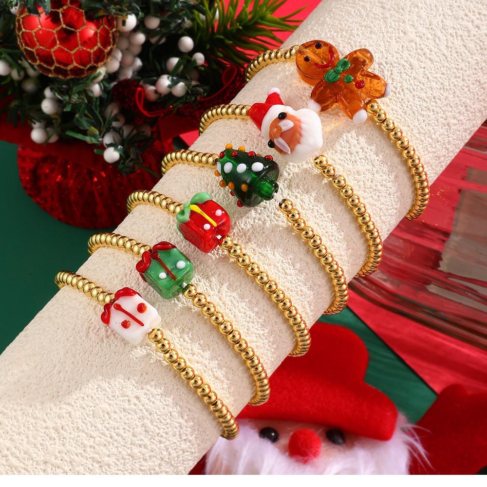 Festive Gingerbread Man Beaded Bracelet: Unique, Colorful Design for Women - Perfect Autumn/Winter Layered Best Friend Gift
