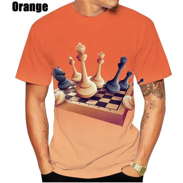 Schach Herren T-Shirt 3D-Druck Schach T-Shirt Modisches Kurzarm-Hip-Hop-T-Shirt Lockeres Freizeit-T-Shirt Atmungsaktives Bequemes Oberteil