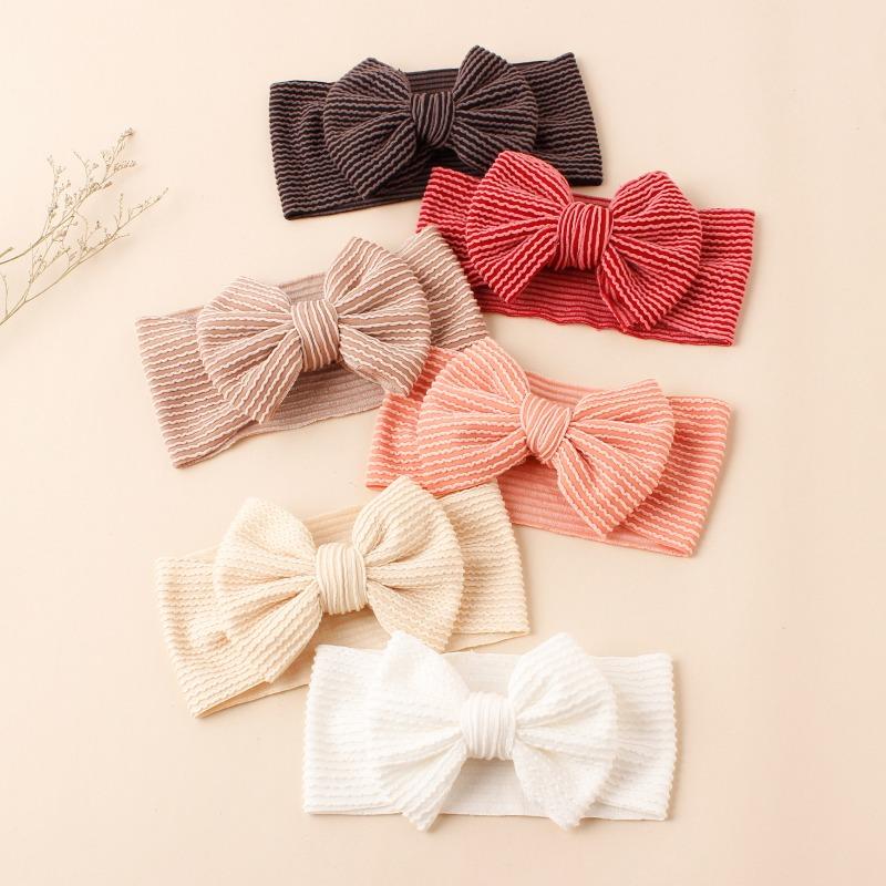 Solid Color Bowknot Baby Headband Sweet Headwear Kids Girls Boutique Elastic Protect Turban Headand Baby Hair Style Accessories