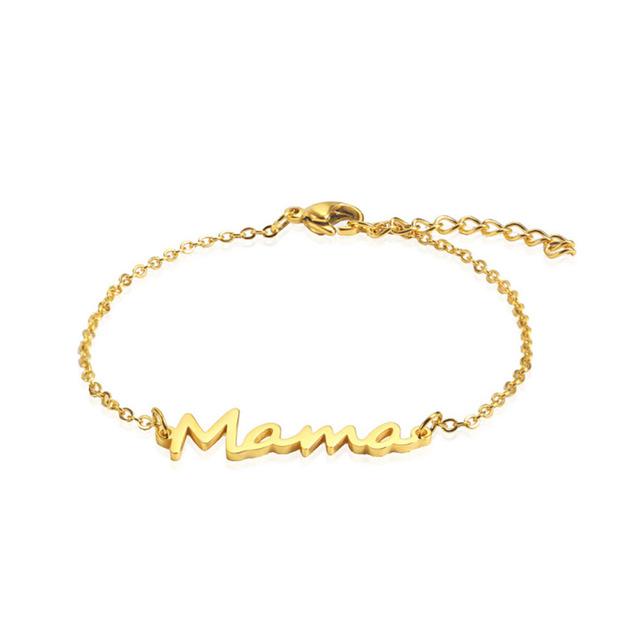 Fashion Letters Mama Charm Bracelet for Women Mom Stainless Steel Double Layer Beads Chains Mother's Day Jewelry Gifts