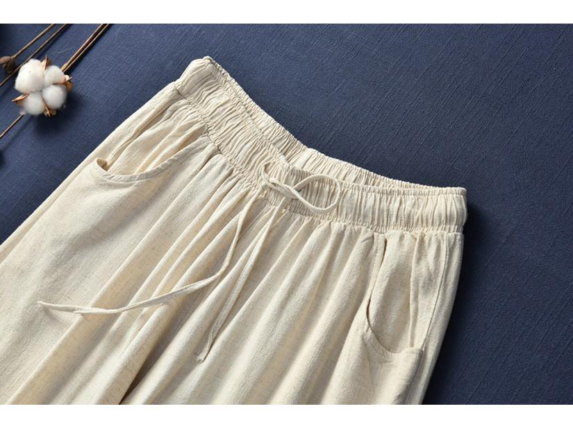 2025 Spring/Summer Nianbaixiu Women's Cotton Linen Wide-Leg Trousers - Zen-Inspired Light Retro Style