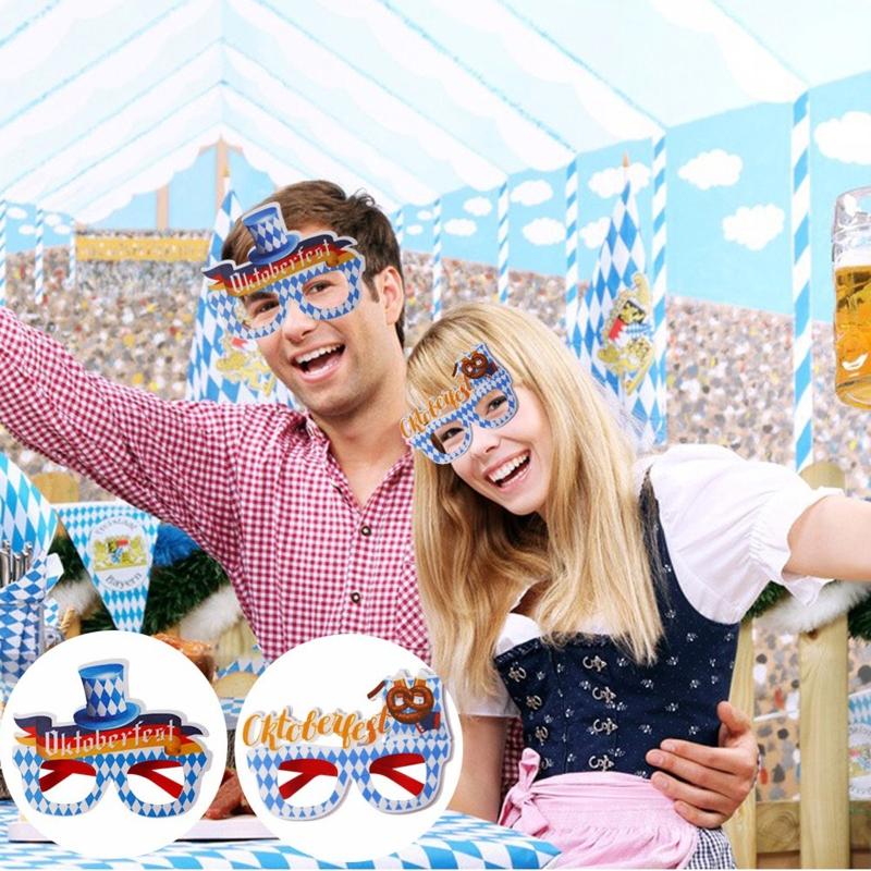 Oktoberfest Party Glasses Paper Glasses Funny Oktoberfest Fancy Dress Photo Booth Props for Kids Adults Bavarian German