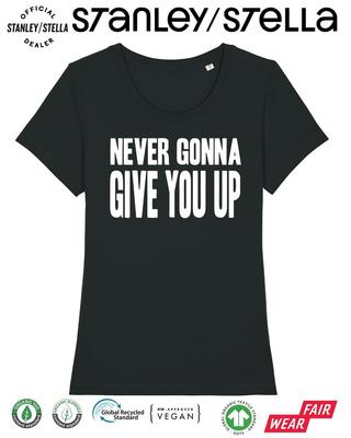 Never Gonna Give You Up T-shirt Disco Fancy Dress 80s Party Weekend Dames 1980s