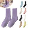 Winter Essential Crew Length Socks Women Thickened Socks, Solid Color Mid Calf Thermal Fleece Lined Warm Casual for Home Use Cold Weather, Soft